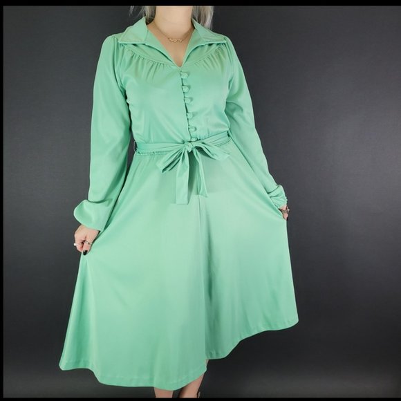 Sears Dresses | 70s Sears Mint Green Long Sleeve Shirtwaist Dress | Color: Green | Size: See Description | Wildfirevintage's Closet Sears Dresses | 70s Sears Mint Green Long Sleeve Shirtwaist Dress | Color: Green | Size: See Description | Wildfirevintage's Closet
